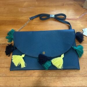 Stylish Blue Clutch with Tassels